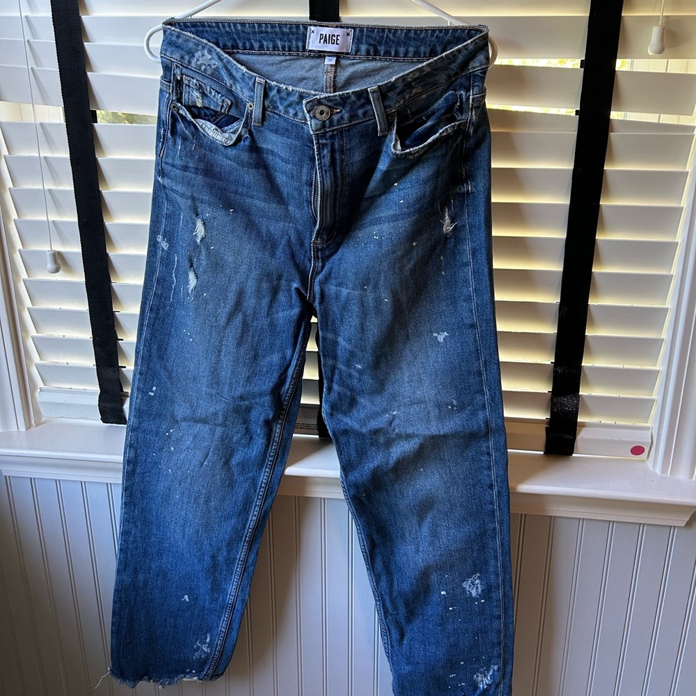 Paige Blue Splatter Painted Jeans